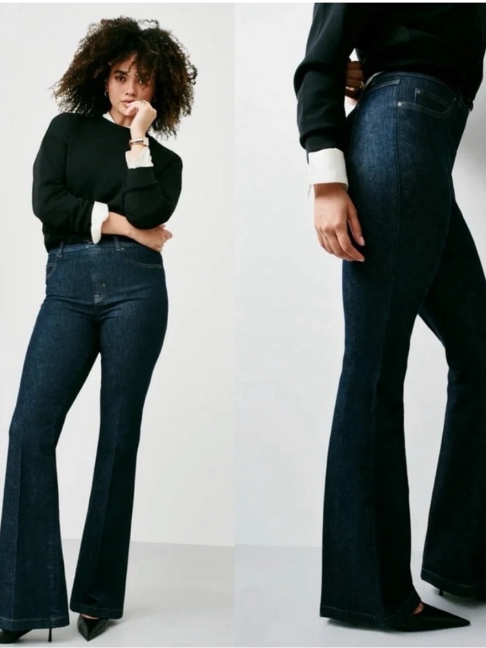 SPANX | EVERYWEAR FLARE DENIM JEANS IN RAW INDIGO (DARK WASH) Medium